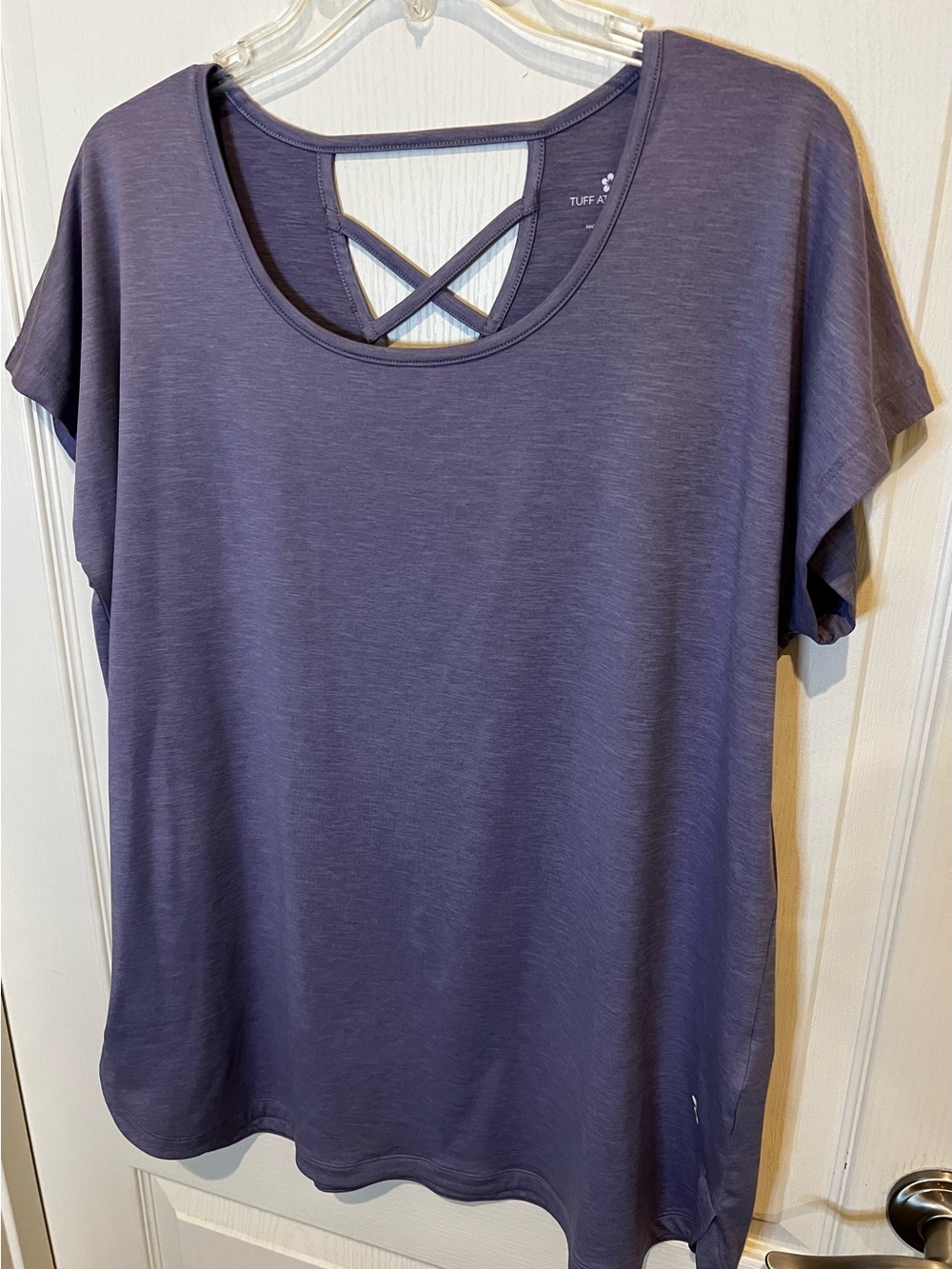 Tuff Athletics Lavender Short Sleeve Tee with Crisscross Back